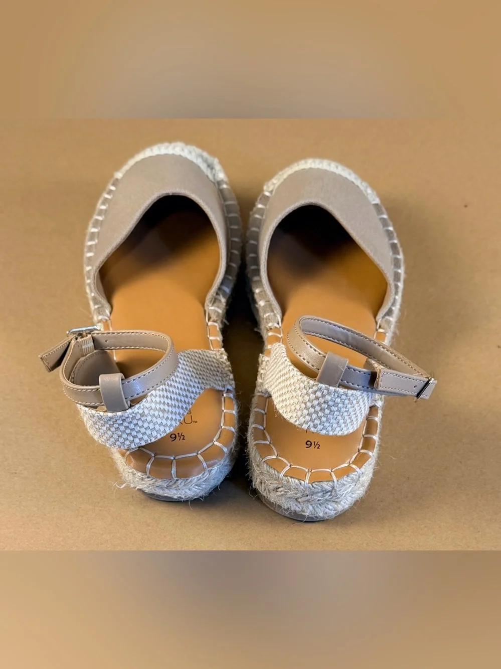Time and Tru Beige Woven Espadrille Platform Sandals